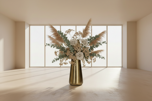 Minimalist Cone Flower Vase - Brushed Metal Bud Vase - Contemporary Home Decor